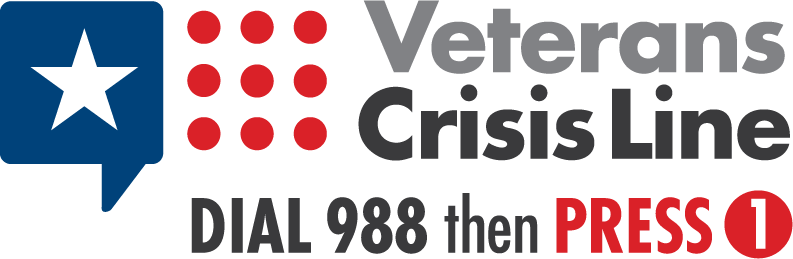 Logo for Veterans Crisis Line, including dialing instructions.